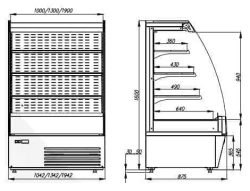 Холодильная горка гастрономическая Carboma F16-08 VM 1,3-2 0200 тонир.cтеклопакет (Carboma 1600/875 ВХСп-1,3, индивидуальное исполнение)