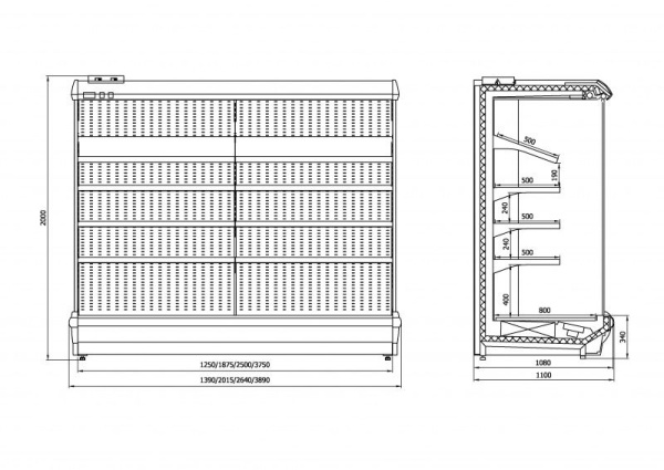 Холодильная горка гастрономическая с выносным агрегатом Enteco master Немига П1 125 ВС