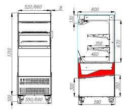 Холодильная горка гастрономическая Carboma FC14-06 VM 0,6-2 цвет по схеме (стандарт)