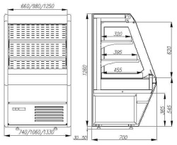 Холодильная горка гастрономическая Carboma F13-07 VM 0,7-2 (Carboma 1260/700 ВХСп-0,7, индивидуальное исполнение)