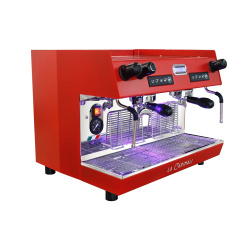 Кофемашина рожковая автоматическая CARIMALI Nimble E2 2 группы, высокие, красный с задней зеркальной панелью