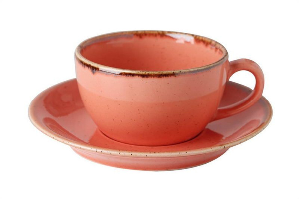Блюдце фарфоровое Porland Seasons для кофейной чашки 16 см. оранжевое.